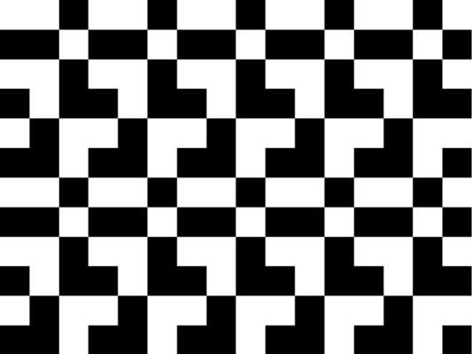 Black and white checkers in different arrangements showing the point where to lift a warp end.