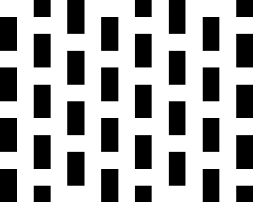 Black and white checkers in different arrangements showing the point where to lift a warp end.