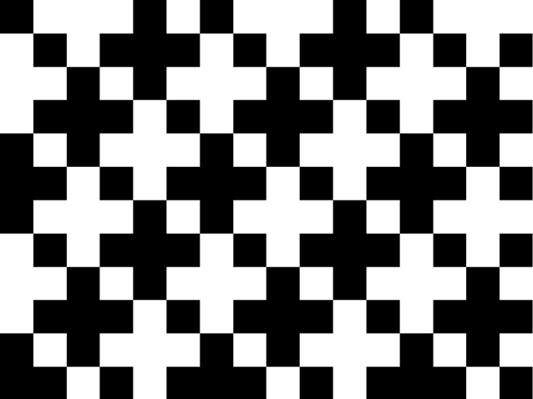 Black and white checkers in different arrangements showing the point where to lift a warp end.